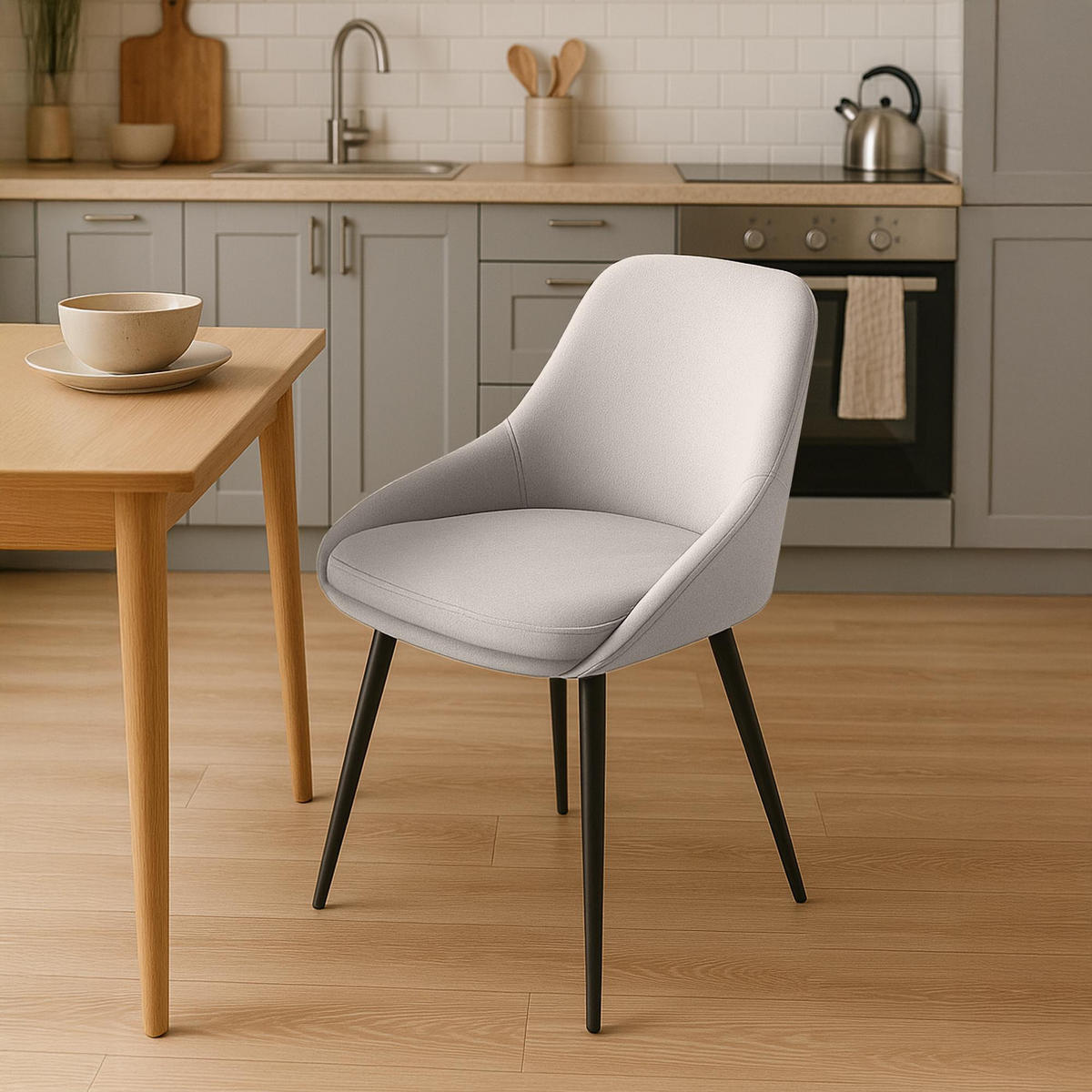 STUHL Samt Grau - Schwarz/Grau, Textil (50/86/53cm) - CLP