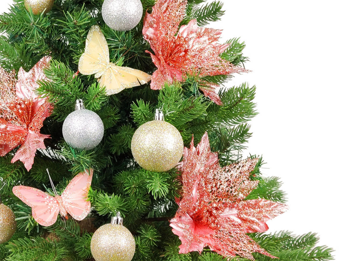 LAALU WEIHNACHTSBAUM geschmückt künstlich POMPADURKA 60 cm mit LED-BELEUCHTUNG IM TOPF - Champagner/Weiß, Kunststoff (60cm) - LAALU