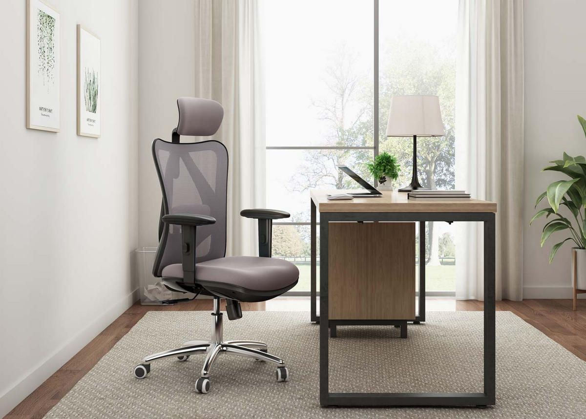 BÜROSTUHL Grau - Grau, Textil (66/129/69cm) - SIHOO