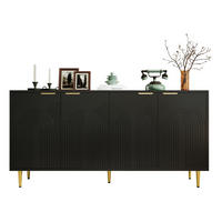 SIDEBOARD 160/40/80 cm aus MDF und Spanplatte mit 4 Türen Schwarz - Schwarz, Holzwerkstoff (160/80/40cm) - Modenvie