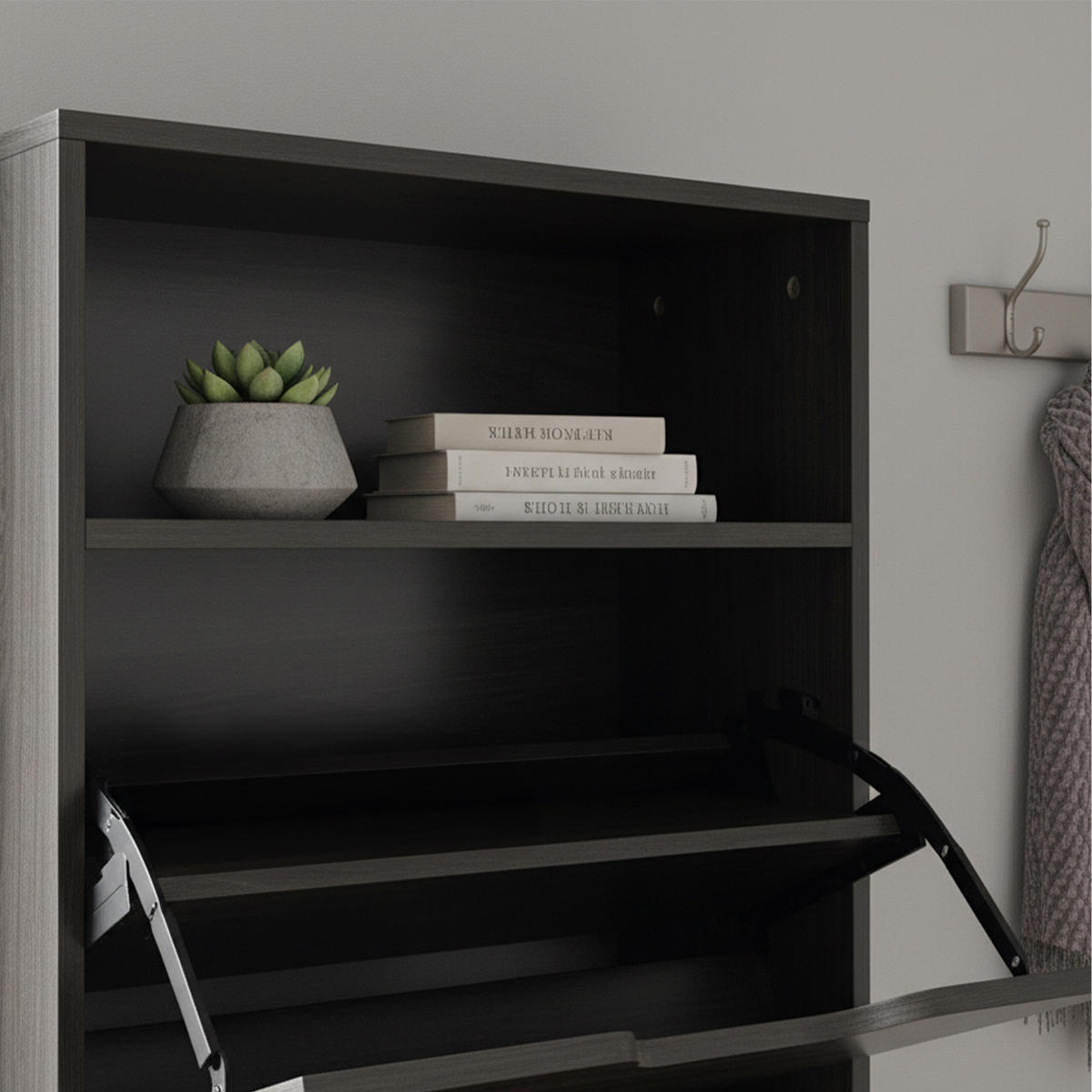 SCHUHSCHRANK - Grau, Holzwerkstoff/Kunststoff (60/102/24cm) - Relaxdays