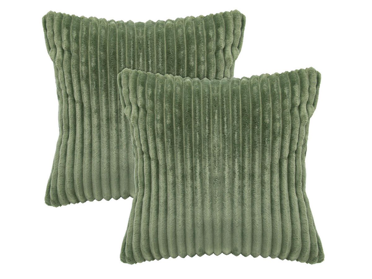 KISSENBEZUG, 2er-Set, 40 x 40 cm, 100% Polyester, Grün - Olivgrün, Textil (40/40cm) - Zollner
