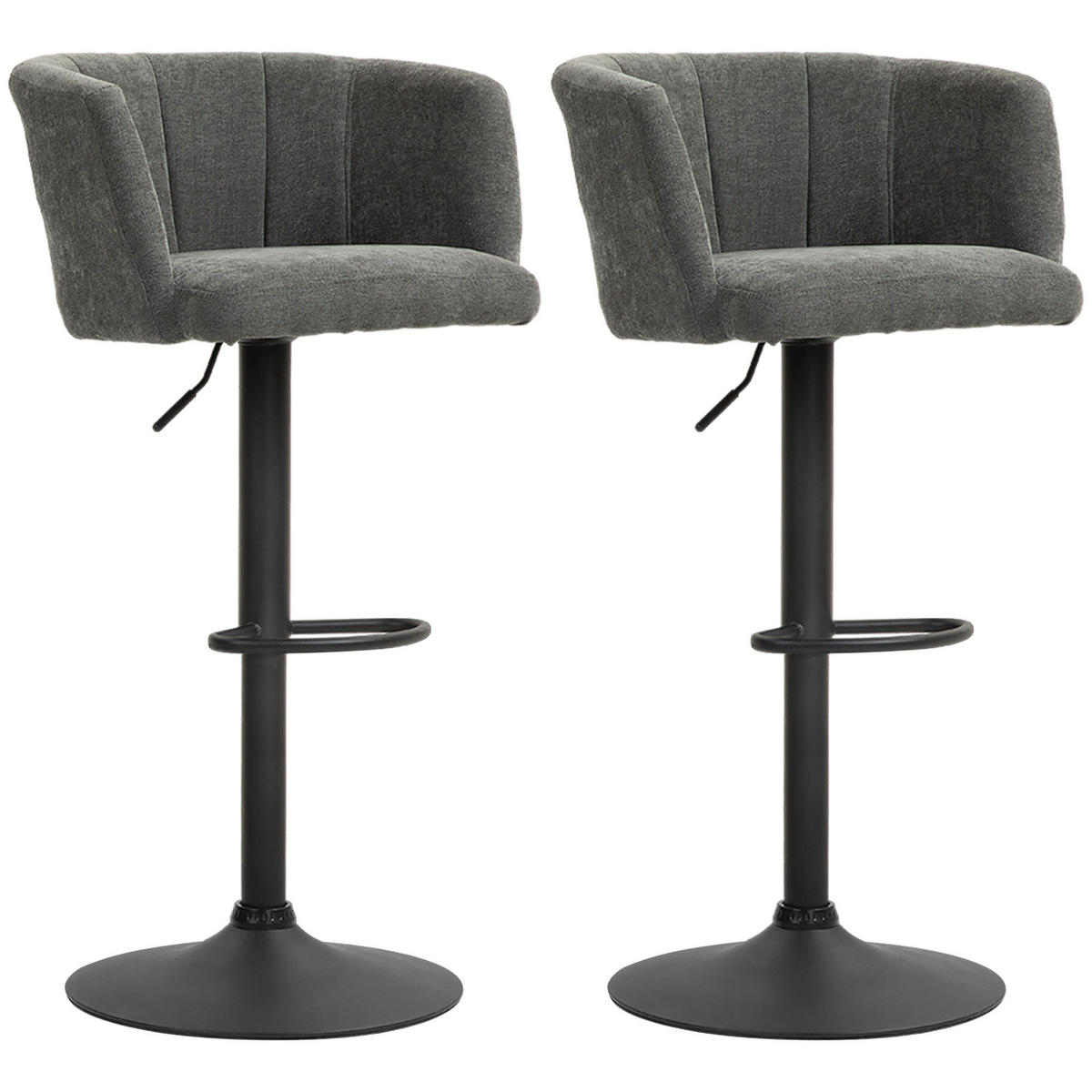 BARHOCKER 2er-Set DE-07976 Schalenrücken, höhenverstellbar, 360° drehbar Dunkelgrau - Dunkelgrau, Metall (53/110/59cm) - ComfortXL