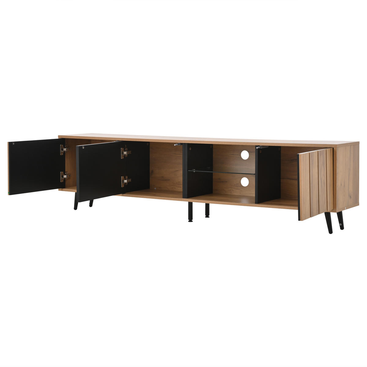 TV-ELEMENT 175/31.5/45 cm Natürlich mit 3 Schränken - Ahornfarben, Holz (175/45/31.5cm) - Oxeza