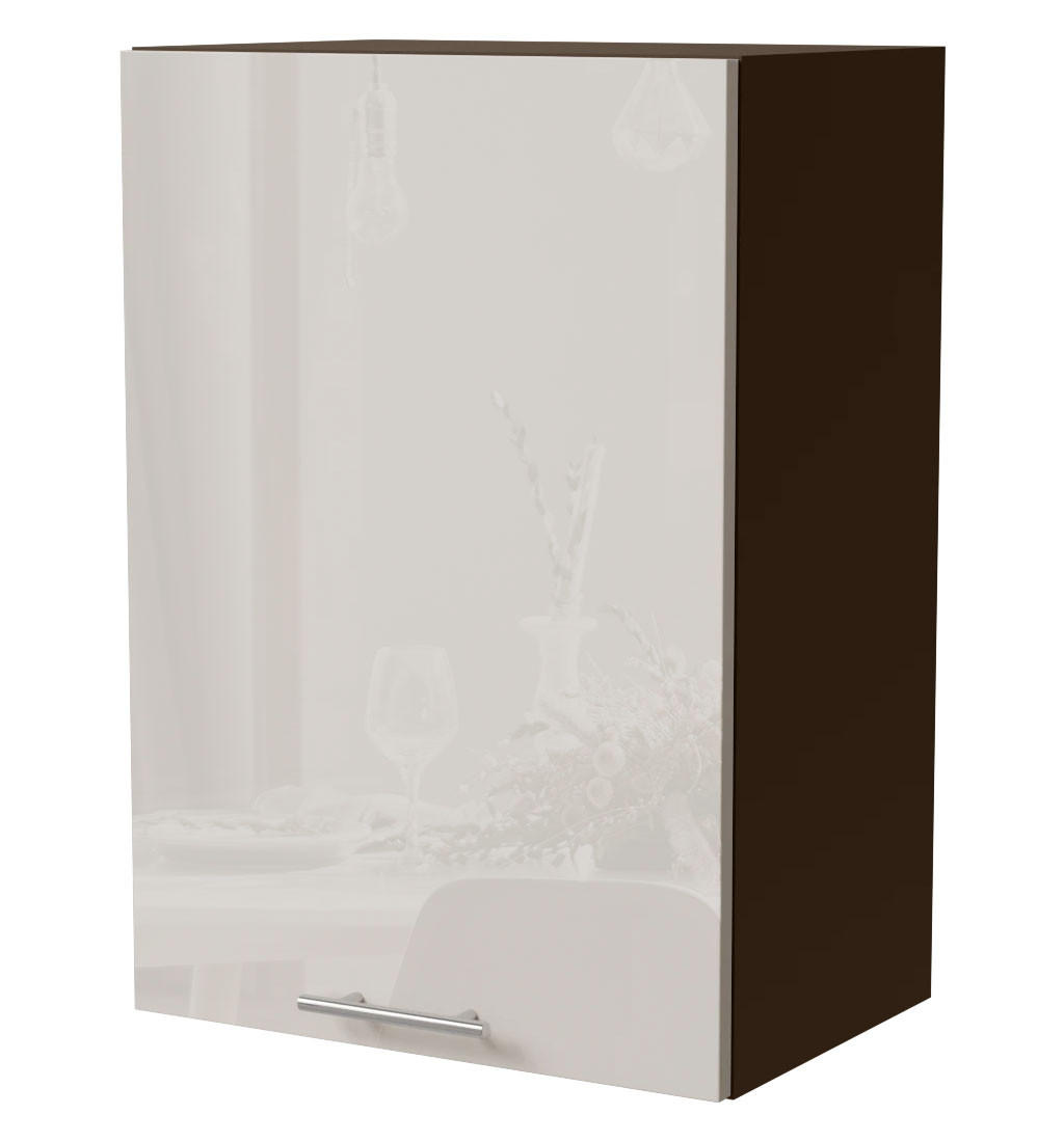 HÄNGESCHRANK Brerra W2/50 Lava / RAL 9001 creme Hochglanz 50 / 32,5 / 72cm - Dunkelgrau/Creme, Holz/Holzwerkstoff (50/72/32.5cm) - Feldmann-Wohnen