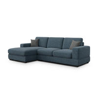 ECKSOFA OTTO 4-Sitzer, marineblau - Blau/Schwarz, Holz/Textil (279/159cm) - Courtois Laville