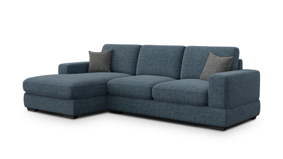 ECKSOFA OTTO 4-Sitzer, marineblau - Blau/Schwarz, Holz/Textil (279/159cm) - Courtois Laville