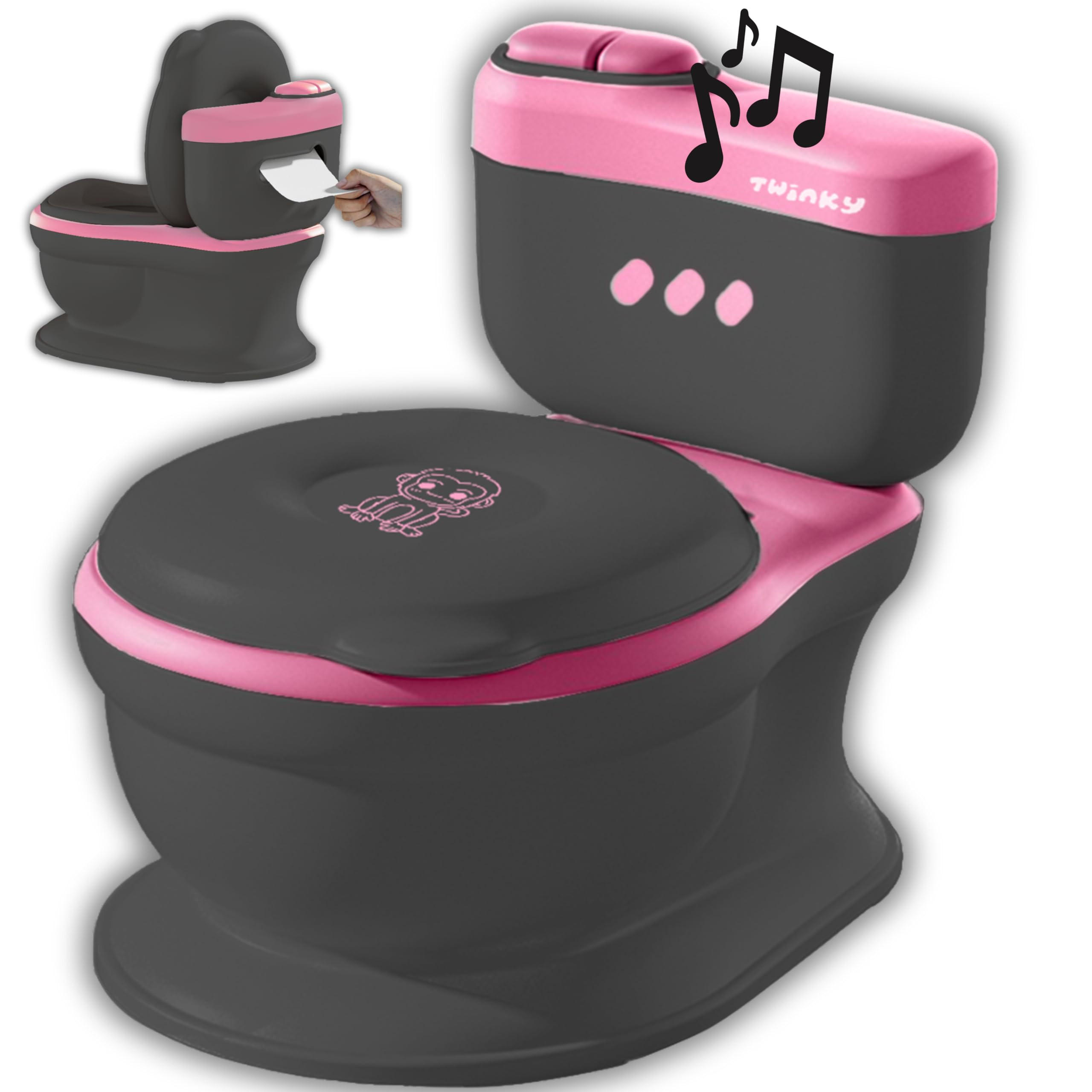 TÖPFCHEN 3-in-1 Potty Trainer & Kindertoilette Schwarz Rosa - Pink/Schwarz, Kunststoff (39/40cm) - Twinky