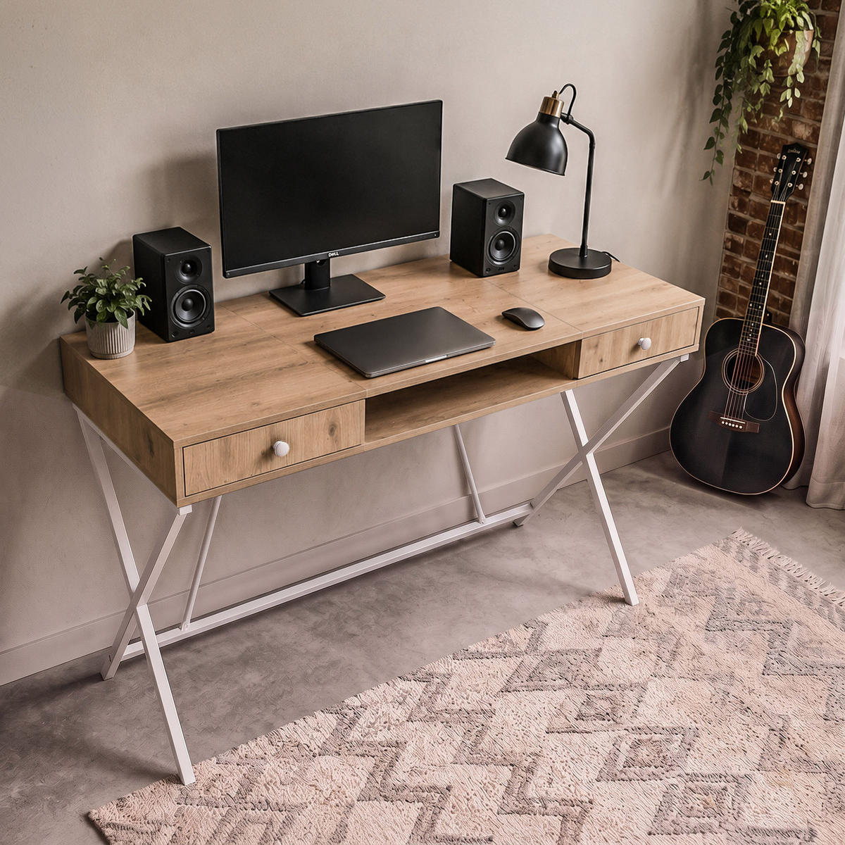 SCHREIBTISCH CROSSLINE 120 cm Eiche Artisan - Eiche Artisan/Weiß, Holzwerkstoff (50/120/80.5cm) - Akord