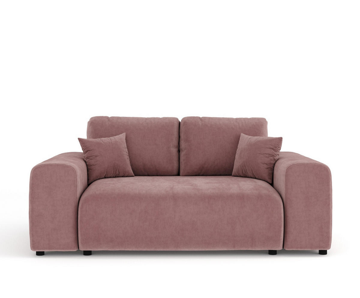 2-SITZER-SOFA Zanzibar Rosa Samtstoff - Schwarz/Rosa, Holz/Holzwerkstoff (178/79/108cm) - Maison de Reve
