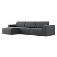 ECKSOFA Links Strukturstoff Stoff Grau - Schwarz/Grau, Kunststoff/Textil (167/314cm) - Makamii