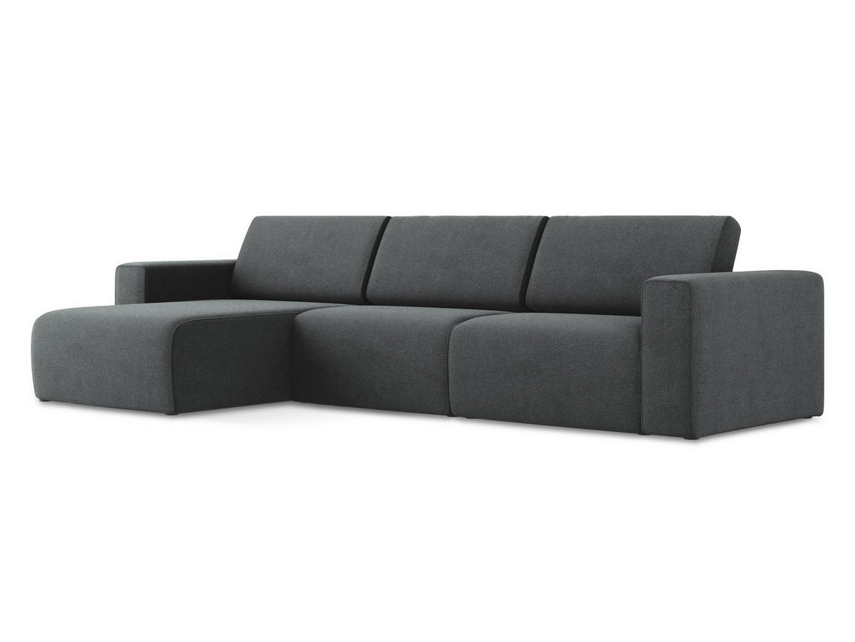 ECKSOFA Links Strukturstoff Stoff Grau - Schwarz/Grau, Kunststoff/Textil (167/314cm) - Makamii