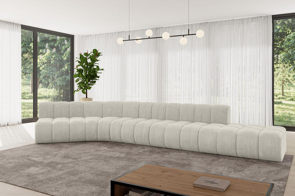 ECKSOFA modulares Sofa Brilo-L2 - 471x174x70 cm Creme - Hellgrau/Creme, Holzwerkstoff/Textil (471/174cm) - ALTDECOR