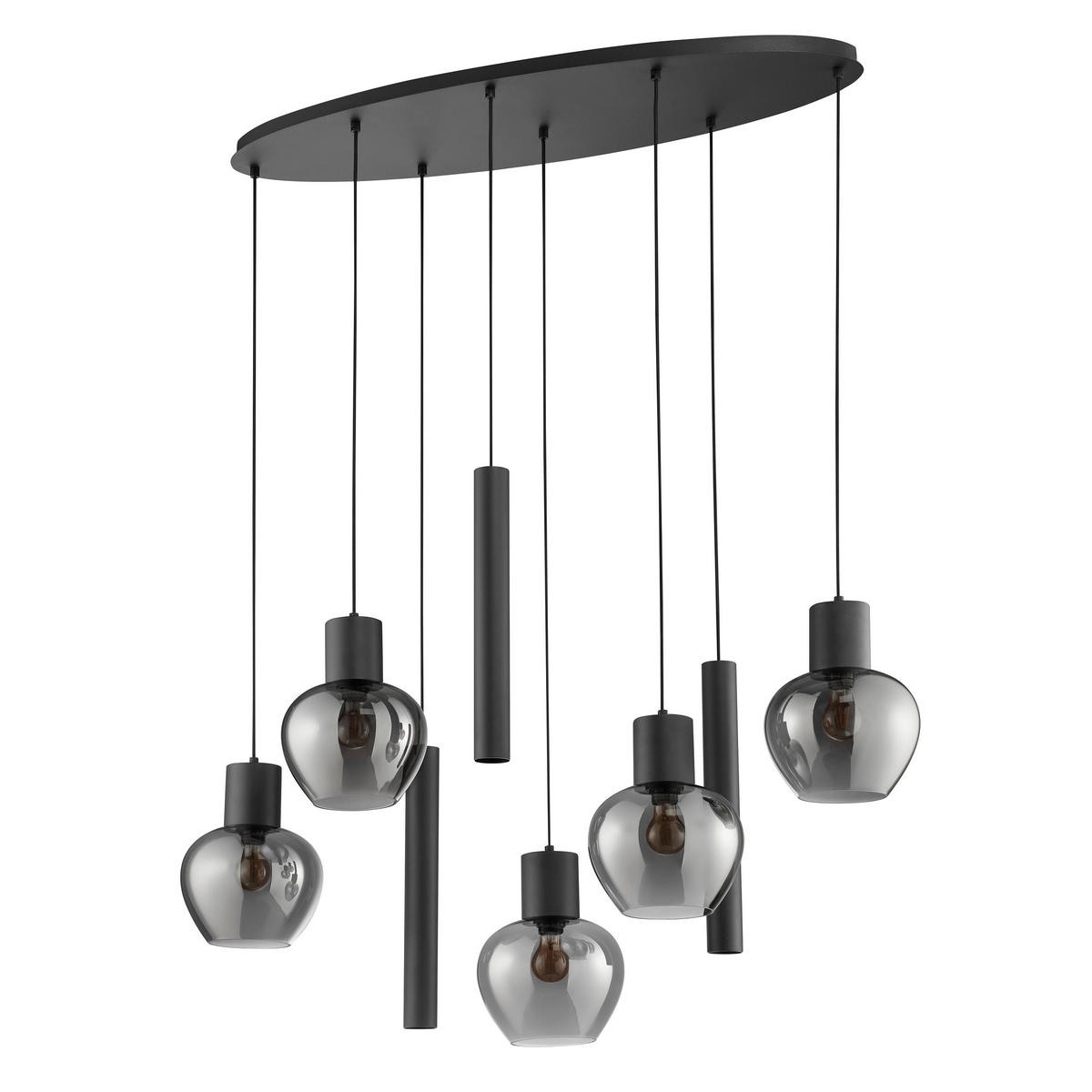 LED DECKENLEUCHTE Ligari Schwarz/Rauchglas 48/126/150 cm - Multicolor, Kunststoff (48/126/150cm) - Brilliant