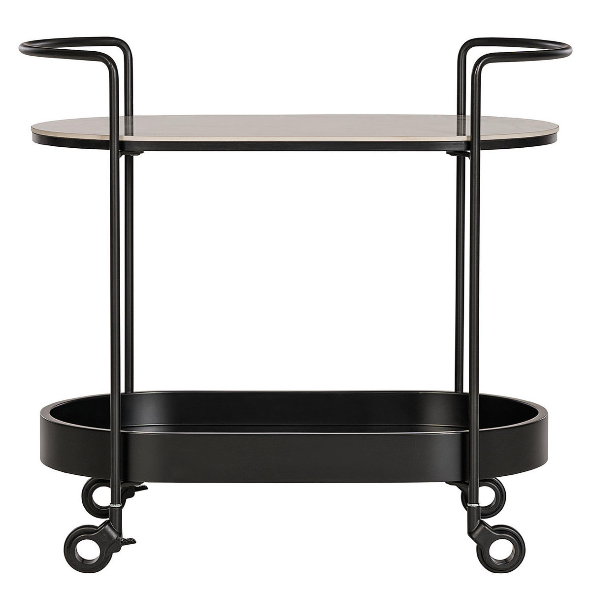 SERVIERWAGEN - Keramik / Metall - Schwarz/Weiß, Keramik (68/63/37cm) - home24