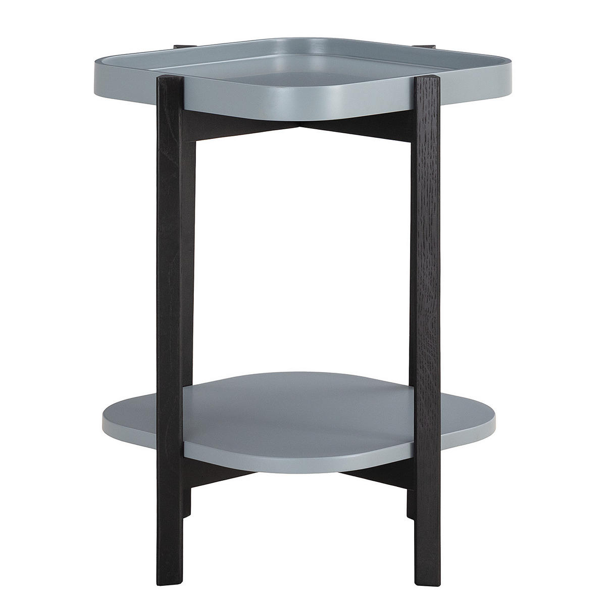 BEISTELLTISCH - Eiche massiv / MDF - Blaugrau/Schwarz, Holz/Holzwerkstoff (47/47/60cm) - home24