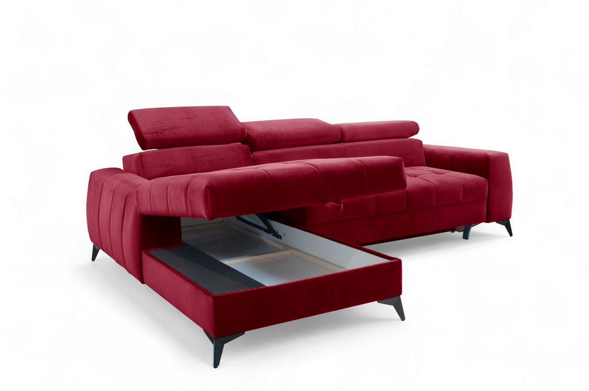 ECKSOFA Agnesa Xs In Salvador - Rot, Holzwerkstoff/Textil (260/200cm) - Fun Möbel