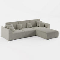 ECKSOFA LUMO L Rechts Beige Flechtwerk-Stoff mit Schlaffunktion und Bettkasten - Beige, Textil (293/195cm) - Barchello