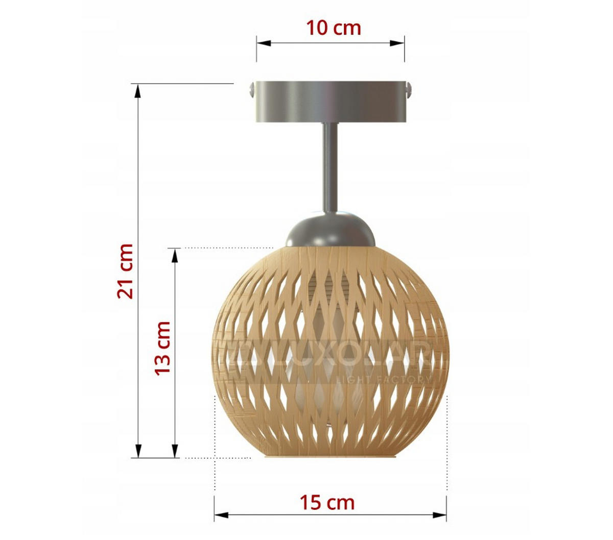 DECKENLEUCHTE BOHO - Beige/Weiß, Holz/Metall (15/15/21cm) - kiki design
