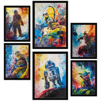 POSTER Set Mit 6 Star Wars In Voller Farbe A3 & A4 Schwarzer Rahmen - Schwarz, Papier (29/3cm) - Nacnic
