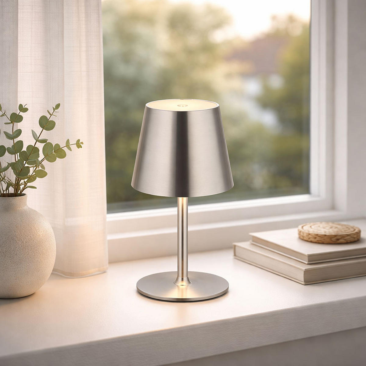TISCHLAMPE VANNIE Silber LED höhenverstellbar 2er Set - Silberfarben, Metall (47/47/47cm) - Globo Lighting