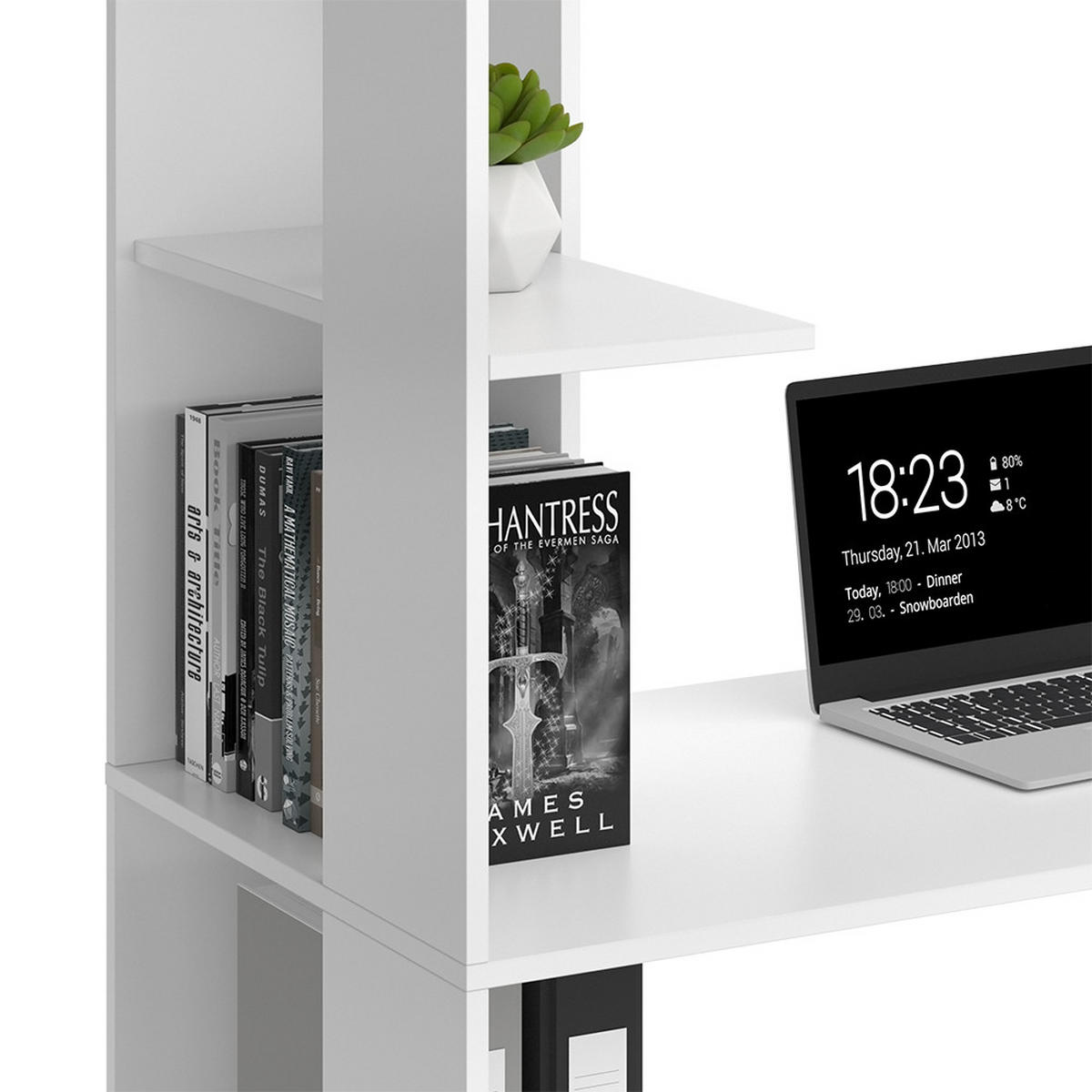 PRACOVNÍ STŮL Tower Bílá - bílá, kompozitní dřevo (55.2/122.2/75.8cm) - Vicco