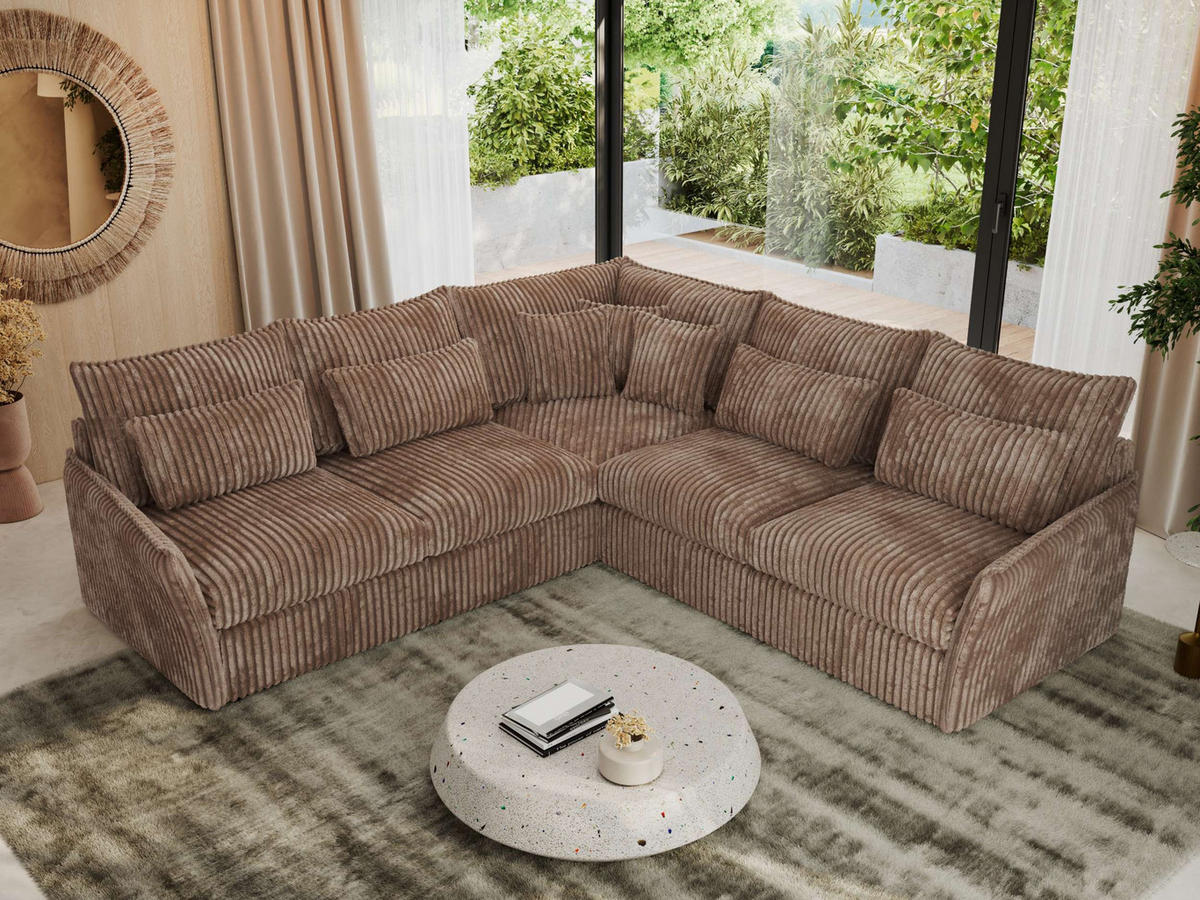 ECKSOFA VERSO L Braun Cord - Schwarz/Braun, Kunststoff/Textil (270/270cm) - MKS
