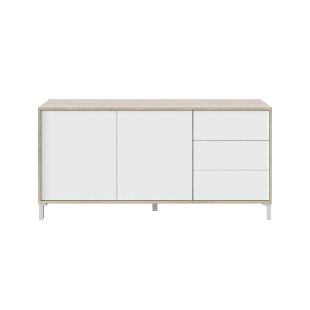 SIDEBOARD mit 2 Türen und 3 Schubladen Brooklyn - L154cm - Weiß, Holzwerkstoff (41/74/154cm) - Calicosy