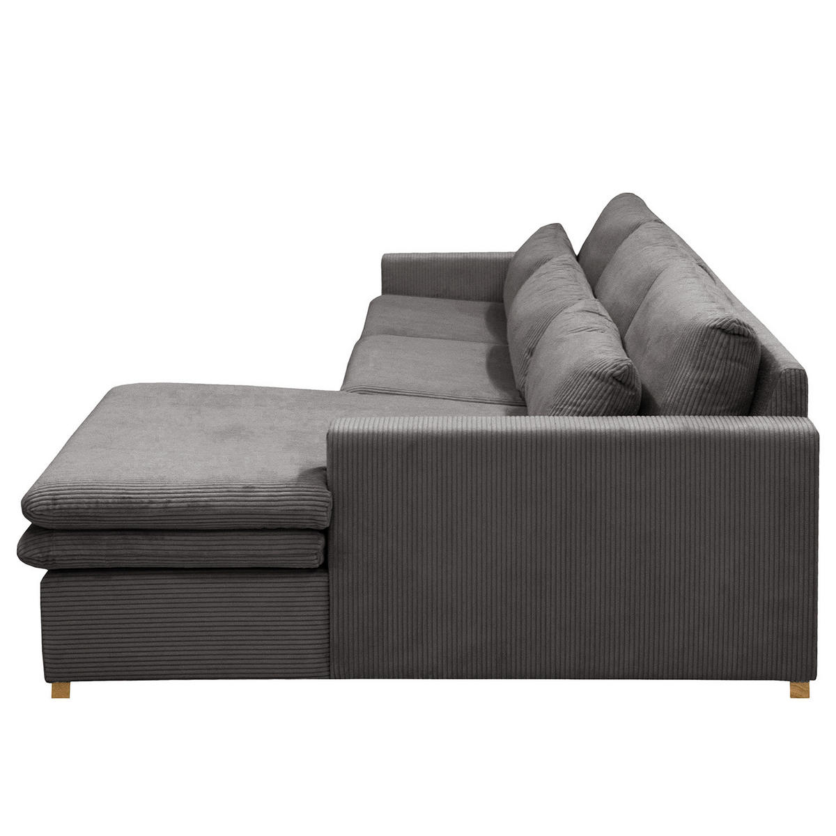 ECKSOFA mit Longchair - Grau, Textil (299/164cm) - home24