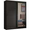 SCHWEBETÜRENSCHRANK Hela 100/205/60 2-türig schwarz mit Schubladen - Schwarz, Holzwerkstoff (100/205/60cm) - Beautysofa