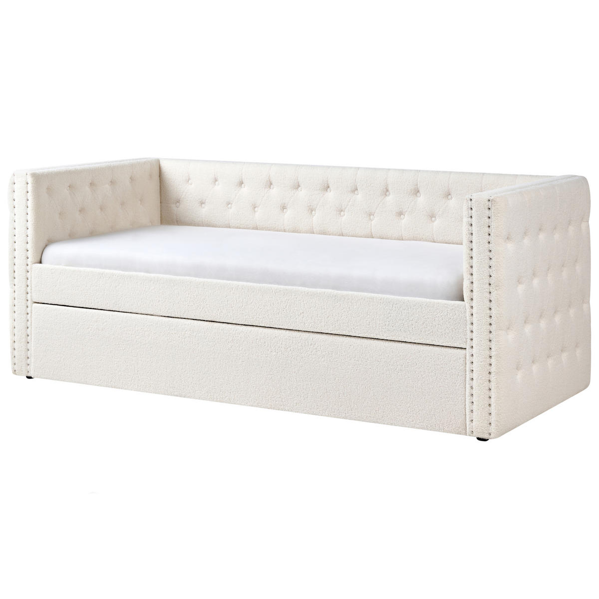 TAGESBETT Weiß 90-200 cm Gassin - Weiß, Holz/Textil (90/200cm) - Beliani