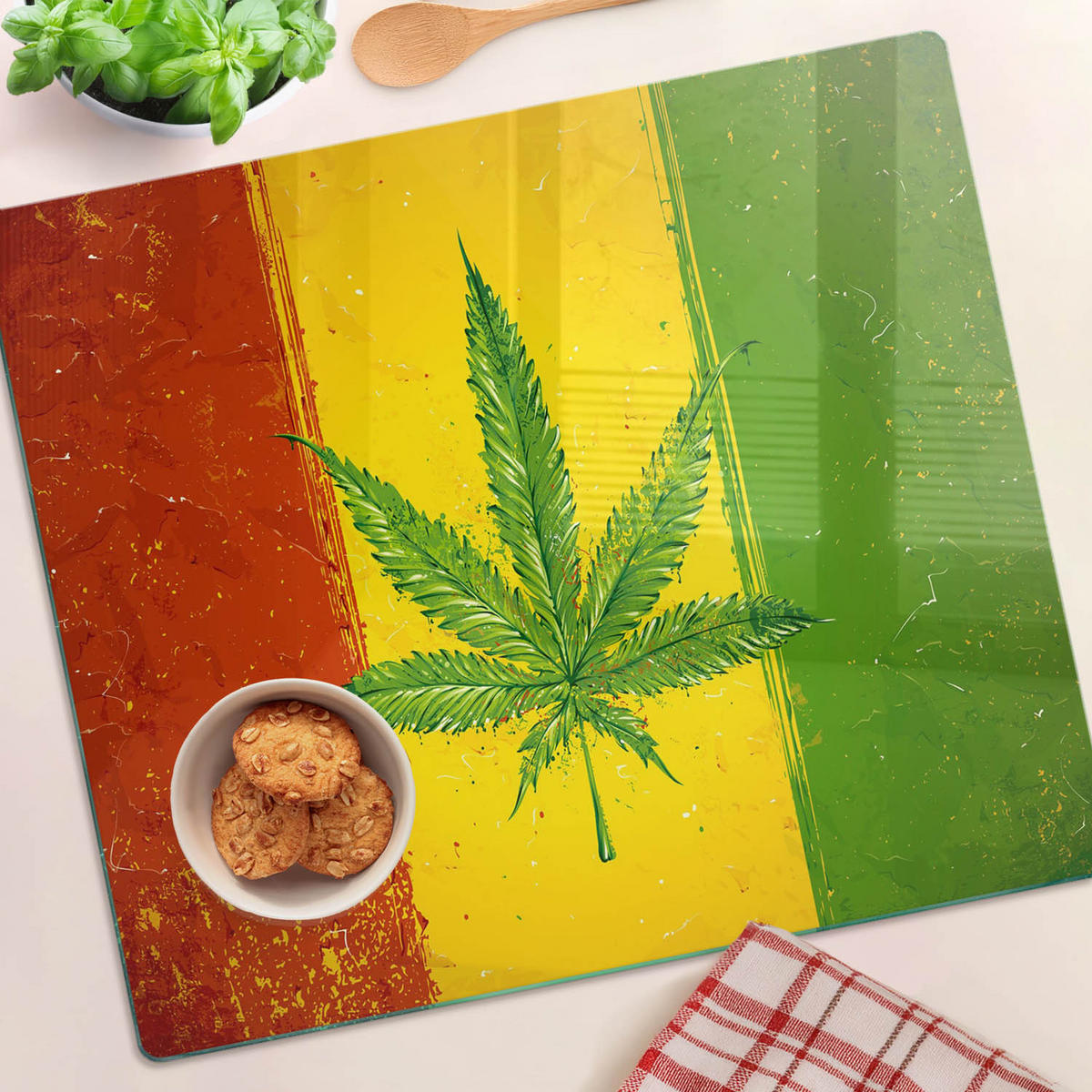 GLASPLATTE 60x52 cm Rasta-Flagge - Multicolor, Glas (60/0.4/52cm) - TULUP