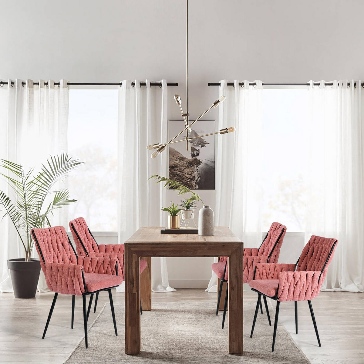 ESSZIMMERSTUHL Stoff rosa - Pink, Holzwerkstoff/Metall (53/83/47cm) - Urban Meuble