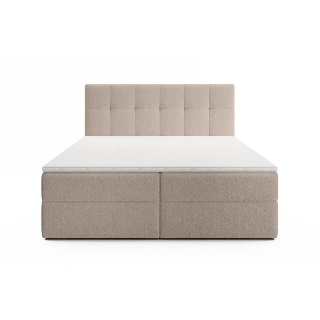 Thumbnail - Fun Möbel Boxbett, Hellbraun, Textil, 160x200 cm, Schlafzimmer, Betten, Boxspringbetten