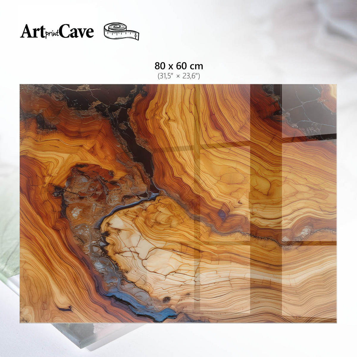 GLASPLATTE 80x60 cm – Maserungsmuster - Braun, Glas (0.4/80/60cm) - ArtPrintCave