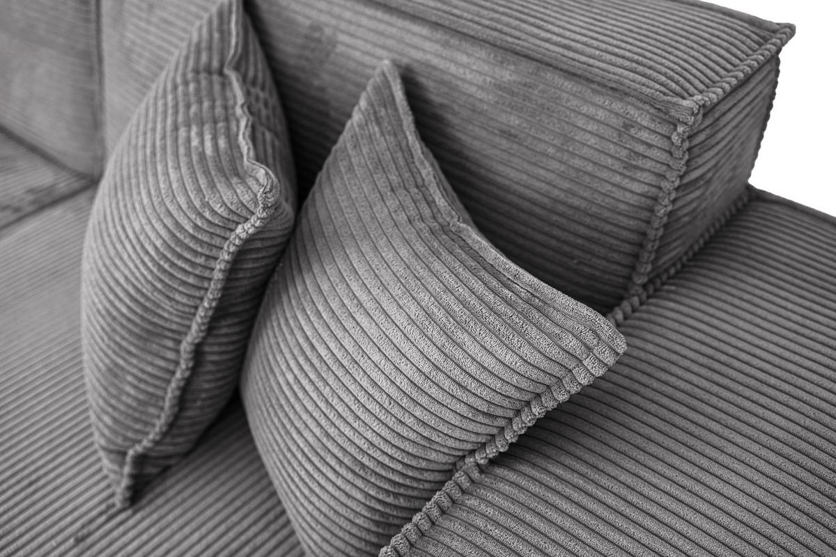 ECKSOFA Hana Loft 3-Sitzer Ecke Rechts, Cordstoff Chenille, Grau 241/80/168 cm - Schwarz/Grau, Textil/Metall (241/168cm) - WFL GROUP