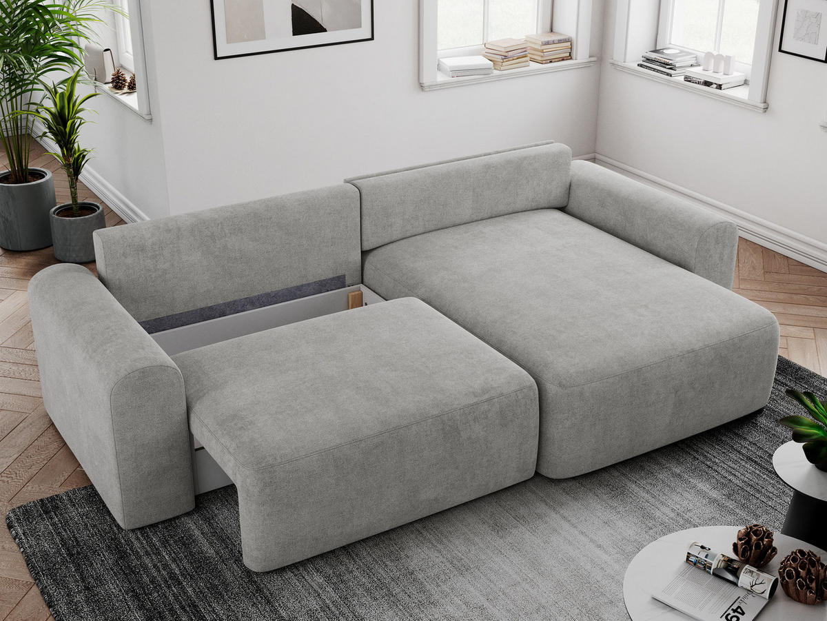 ECKSOFA NELSON Hellgrau Struktur - Hellgrau/Schwarz, Kunststoff/Textil (274/152cm) - MKS