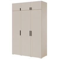 DREHTÜRENSCHRANK mit Aufsatz Napoli 3D 150 Kaschmir (schwarzer oder goldener Griff) - Kaschmir/Silberfarben, Holzwerkstoff/Kunststoff (150/35/60cm) - mzm24