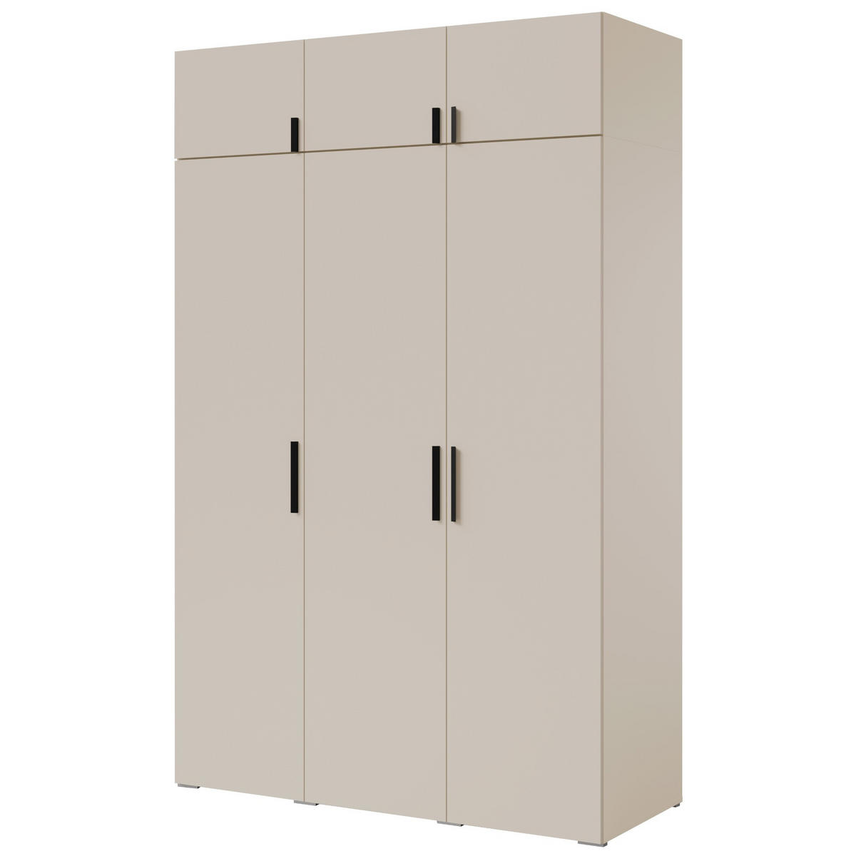 DREHTÜRENSCHRANK mit Aufsatz Napoli 3D 150 Kaschmir (schwarzer oder goldener Griff) - Kaschmir/Silberfarben, Holzwerkstoff/Kunststoff (150/35/60cm) - mzm24