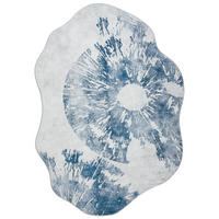 TEPPICH Arona Iris Mazovia Unregelmäßige Form 120x160cm Blau Grau Abstrakt Kurzflor - Blau, Textil (120/160cm) - Mazovia