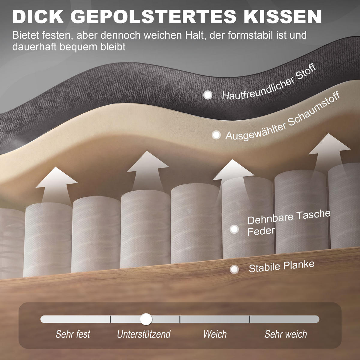 OHRENSESSEL DE-06531 Lesesessel, Akzentsessel, Holzbeine, Knopfheftung Grau + Schwarz - Dunkelgrau, Holz/Textil (86/102/74cm) - ComfortXL