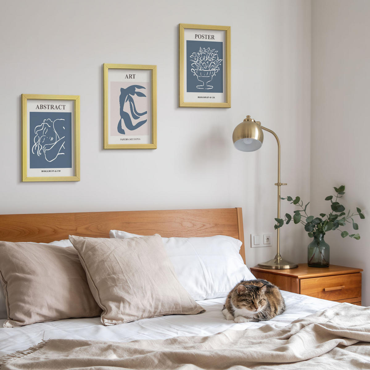 BILDER SET 3er Set - 20x30 cm Goldrahmen - Matisses stilvolle abstrakte Muster - Goldfarben, Kunststoff (20/30cm) - TULUP