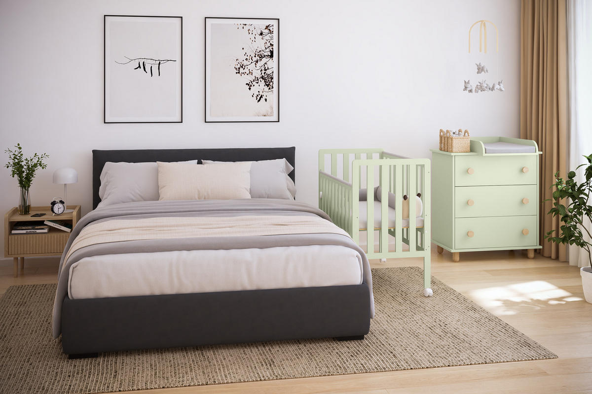 BEISTELLBETT Milo - Mintgrün, Holz (50/100cm) - kiki design