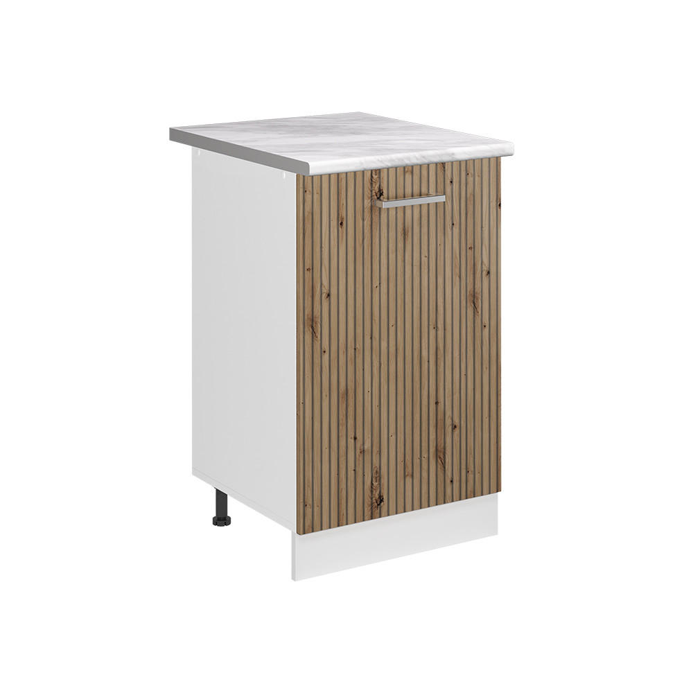 KÜCHENUNTERSCHRANK R-Line, Artisan-Eiche/Weiß, 50 cm Arbeitsplatte Marmor - Weiß/Eiche Artisan, Holzwerkstoff (50/81.6/60cm) - Vicco