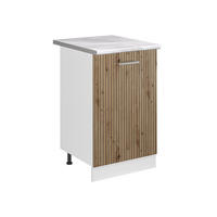 KÜCHENUNTERSCHRANK R-Line, Artisan-Eiche/Weiß, 50 cm Arbeitsplatte Marmor - Weiß/Eiche Artisan, Holzwerkstoff (50/81.6/60cm) - Vicco