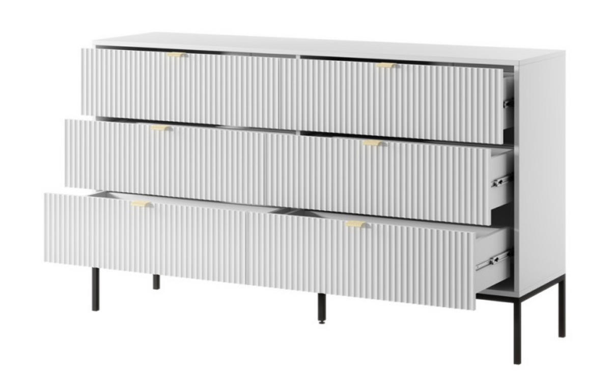 SIDEBOARD Weiß KS154 Glamour Stil Schwarz - Weiß, Holzwerkstoff (154/91/39cm) - Sepro Meble