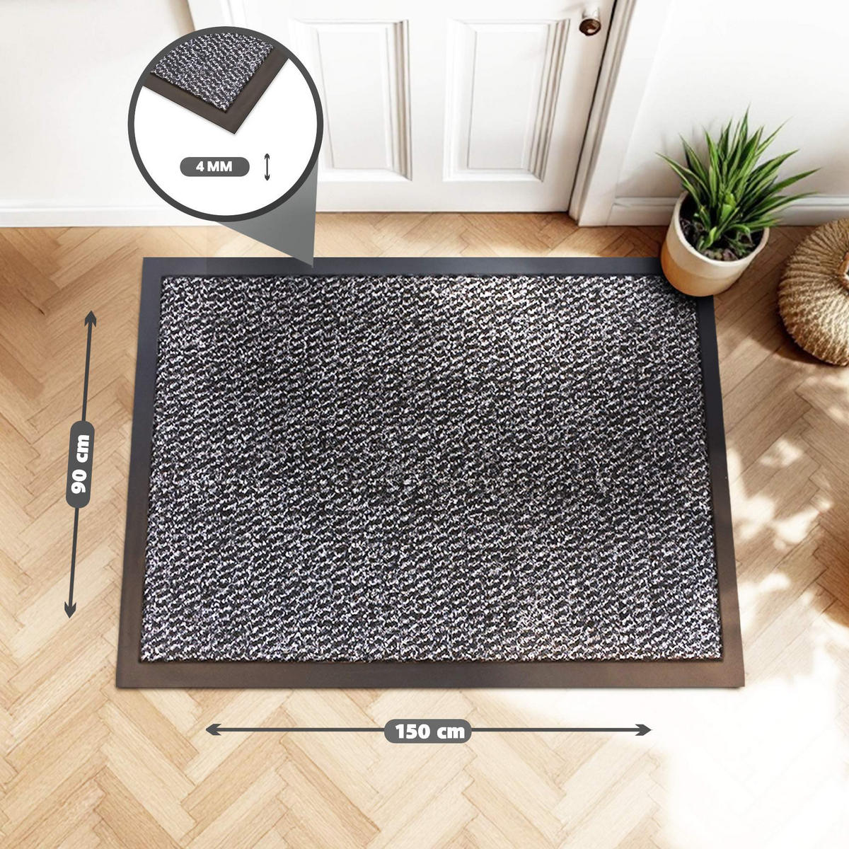 SCHMUTZFANGMATTE PALERMO - Grau, Textil (90/150cm) - WohnDirect