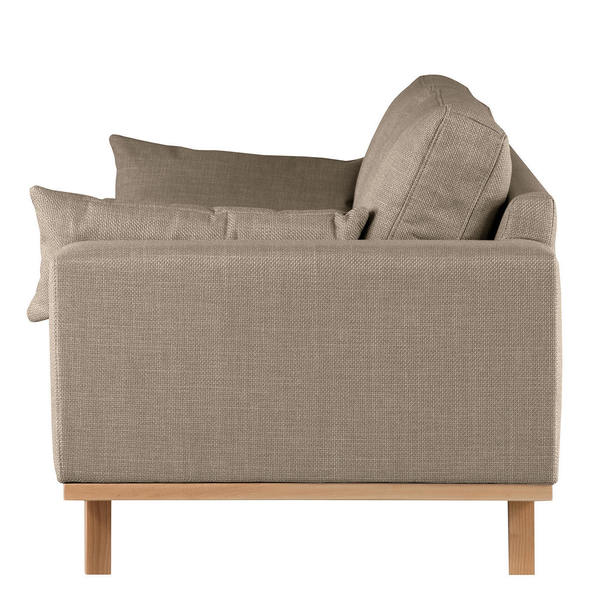 3-SITZER SOFA - Taupe/Buchefarben, Buchenholz/Textil (237/81/88cm) - home24