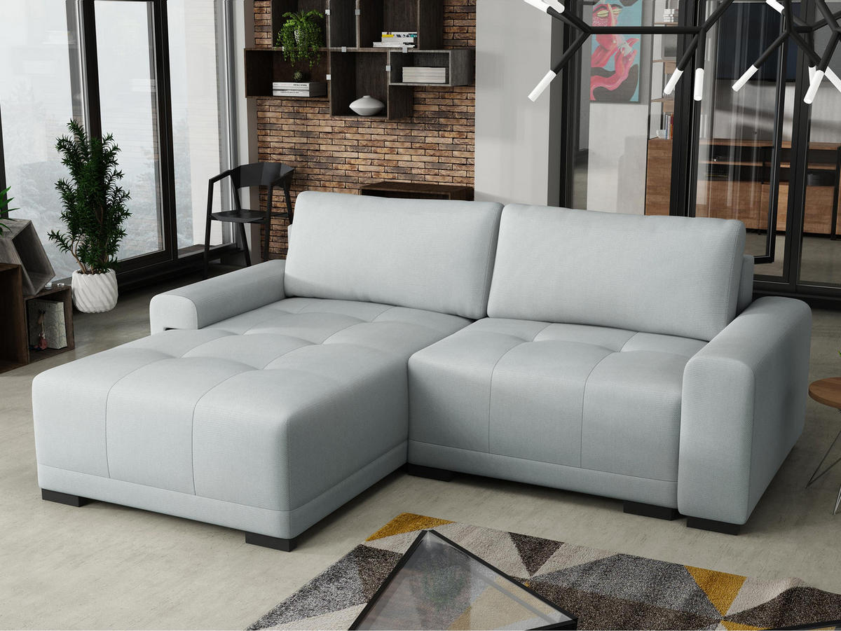 ECKSOFA Milton - Silberfarben/Schwarz, Holz/Textil (237/180cm) - MIRJAN24