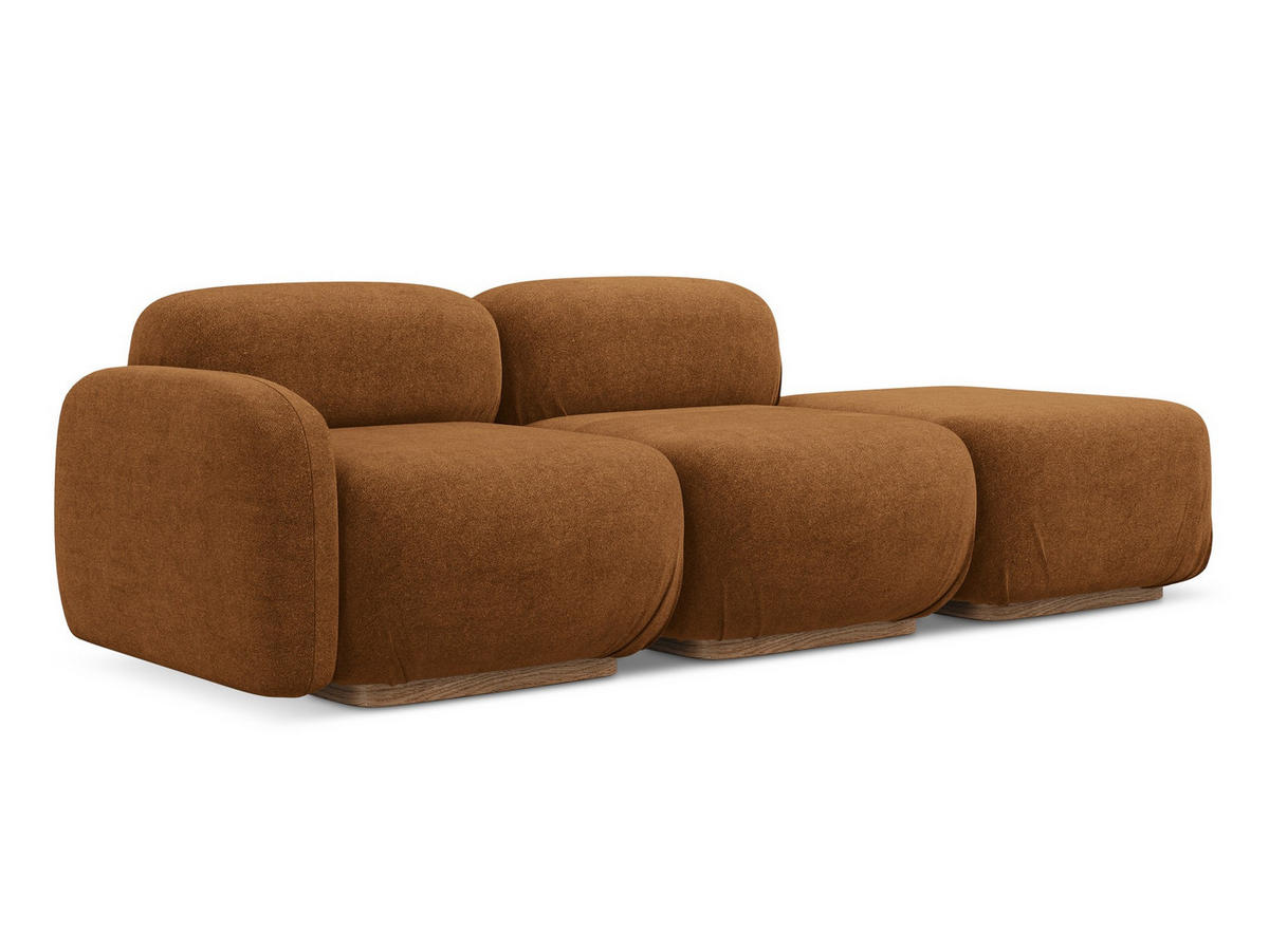 3-SITZER SOFA Bouclé Stoff Orange - Pink/Terra cotta, Holz/Textil (258/73/95cm) - Makamii